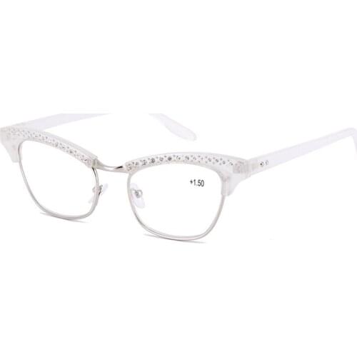 Brand Women Cat Eye Reading Glasses Presbyopic Eyewear Diamond Studded Magnifier Fashion Reader +1.0 +1.5 +2.0 +2.5 +3.0 +3.5
