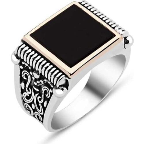 Original silver , Black Stone Male ,Ring, Good Quality and Affordable Stony ,Rings Types