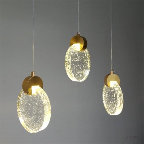 Simple Modern Led Crystal Pendant Lamp Living Rom Stairs Crystal Led Pendant Lights Restaurant Bar Shop Home Decor Hanging Light