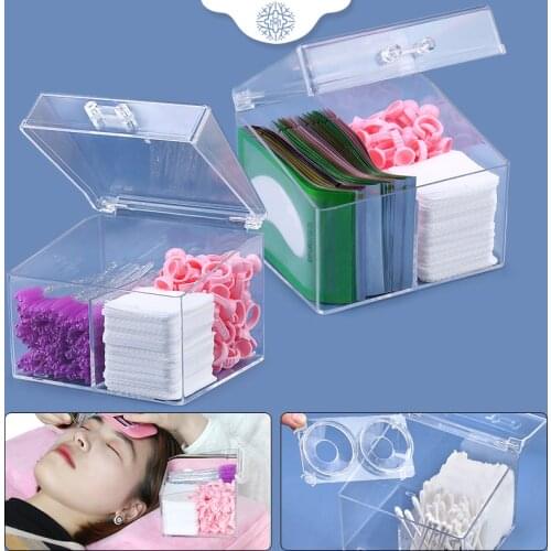 Transparent Eyelash Tool Storage Box Lash Extension Tweezer Brush Cotton Swab Large Capacity Storage Box Makeup Accessories Tool