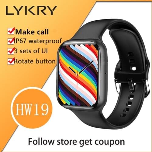 LYKRY IWO HW19 Smart Watch Men Women Series 6 1.77inch Screen 44 Bluetooth-compatible Call DIY Face Fitness Watches PK HW16 HW22