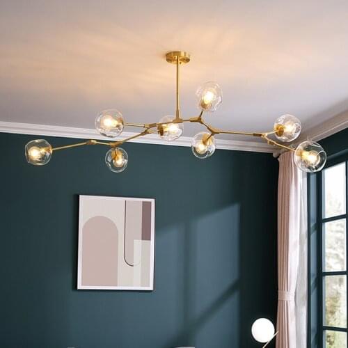 Nordic Glass LED Chandelier Lighting Lustre Living Room Bedroom Villa Interior Decor Pendant Lamp Lighting Ball Kitchen Fixtures