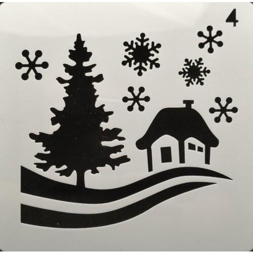 13*13 Snow house Layering Stencils for Diy scrapbook/photo album Decorative Embossing coloring,painting stencil,home decor