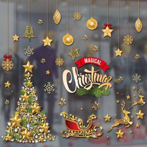 Christmas Window Stickers Merry Christmas Decorations For Home Santa Claus 2021 Christmas Ornaments Navidad Xmas Gifts New Year