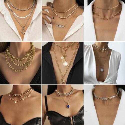 High Quality Punk Lock Choker Necklace Pendant Women Collar Statement Gold Color Chunky Thick Chain Necklaces Steampunk Men