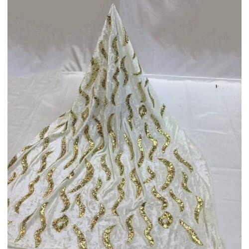 High Quality African Lace Fabric Flannel Beads Tube Craft Sewing Designer Supplies Party Bridal Wedding Dress 5 Yards Wholesale