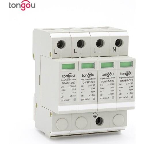 SPD 3P N 4P 10KA~20KA D ~275VAC House Surge Protector Protection Protective Low-voltage Arrester Device