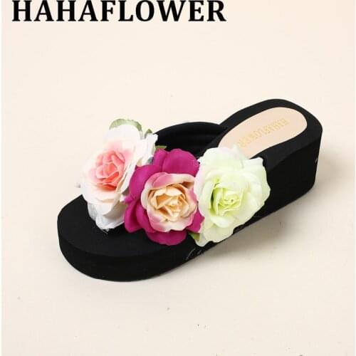 HAHAFLOWER Woman Summer 2017 Beach Sandals String Bead EVA Shoes Women Non-Slide Breathable Platform Wedges Beach Cool Ladies