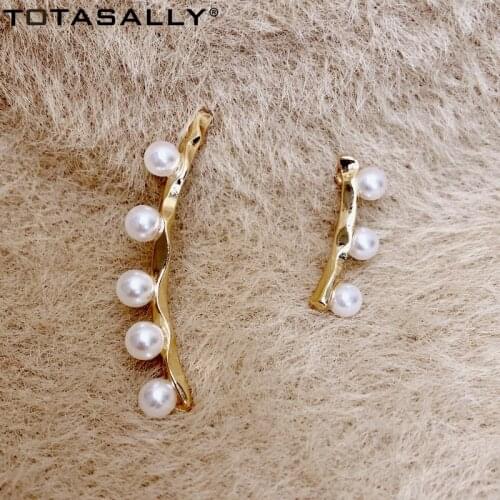 TOTASALLY New Arrival fashion Mis-matched Baroque Style womens Simulated Pearl Stud Earrings Ladies Jewelry Gifts Dropship