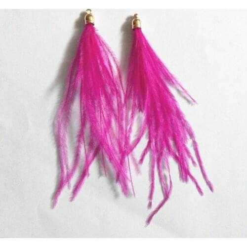 1piece Ostrich Feather Tassel Pendant Handmade Gold Cap Pom Pendant Jewelry Making Chain DIY Curtain Drop Earring Tassel Pendant