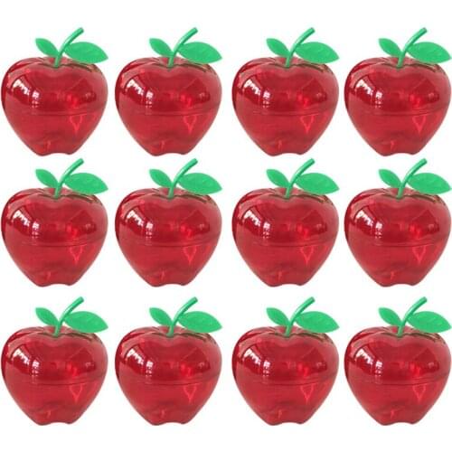 12pcs Christmas Plastic Apple-Shaped Chocolate Candy Boxes Storage Container Party Gift Box NEW YAER Party Decoration(Red)