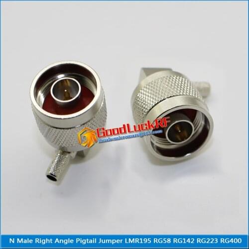 1X Pcs L16 N Male 90 Degree Right Angle Plug Crimp for LMR195 RG58 RG142 RG223 RG400 Cable RF Coax Connector Socket Brass