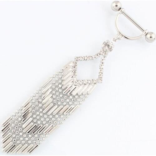 2 pieces/lot body jewely piercing Rhinestone Tassel Nipple ring Body piercing jewelry 14G 316L surgical steel bar Nickel-free