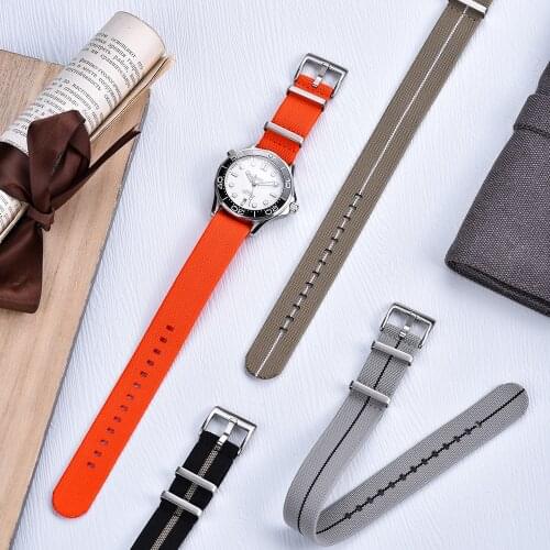 20mm 22mm French Troops Parachute Watch Strap For Nato Elastic Nylon Watch Band General Brands Watchband Military Bracelet Strap