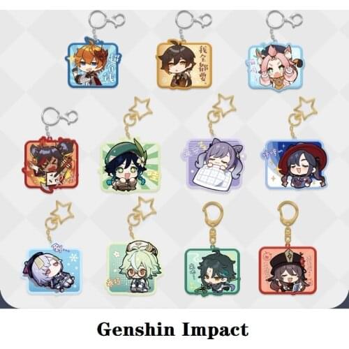 2021 Anime Game Genshin Impact Keychain Jewelry Cosplay Accessories Acrylic Pendant Christmas Halloween Gift
