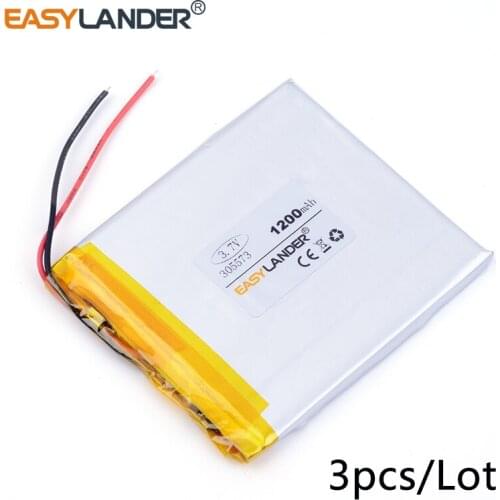 3pcs /Lot 3.7v lithium Li ion polymer rechargeable battery 305573 1200mAh For in phone GPS mp3 mp4 DVD, bluetooth 035573