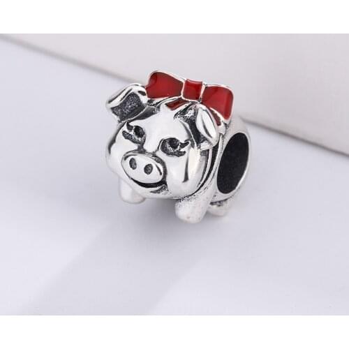 3D009 High Quality Zodiac Pig Charm 925 Sterling Silver Animal Series Large Bead Bracelet Accessories Anniversary Gift
