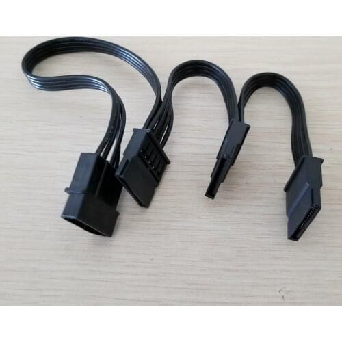 4Pin IDE Molex to 3-Port 15Pin SATA Power Cable Cord Lead 18AWG Wire For Hard Drive HDD SSD PC Server DIY Black