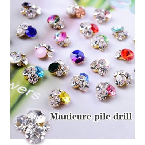 5pcs 3D Nail Crystals Rhinestone AB Charms Square Round Nail Gems Nail Art Decoration Manicure Accessories Nail Shiny Jewelry