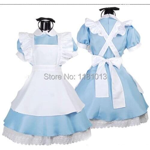 Alice in Wonderland Costume Halloween Adult Women Girls lolita cosplay maid outfit Blue / Black / Pink Fancy Dress