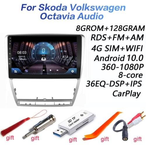 4G+64G DSP 2 din Android 9.0 4G NET Car Radio Multimedia Video Player for 2007 2008-2012 2013 2014 SKODA Octavia WiFi BT carplay