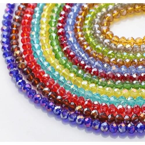 2/3/4/6/8/10/12MM Czech Rondelle AB Beaded China Jewelry Crystal Glass Faceted Loose Beads For Diy Making Beadswork Wholesale