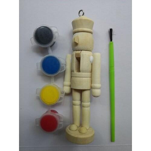 DIY Graffiti Wooden Walnut Soldier Kindergarten Painting Toys Diy Kits for Kids Drawing Early Educational Toys Children Toys