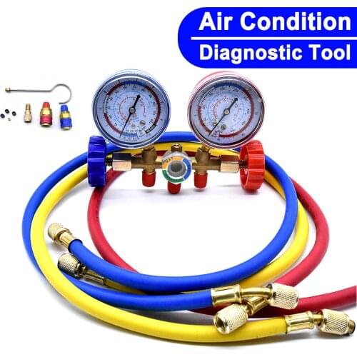 For R22 R12 R134A Car HVAC A/C Refrigeration Kit Manifold Gauge Set Auto Refrigerant H/L Quick Coupler Manifold Gauge Tool Set