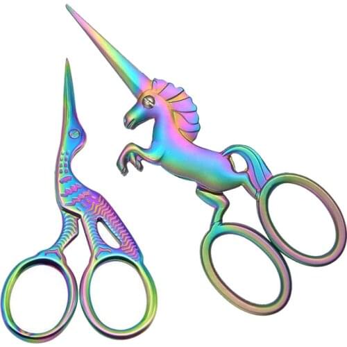European Retro Stork Unicorn Sewing Scissors For Cross Stitch Fabric Yarn Cutter Needlework Scissors Craft Cut Sewing Scissors