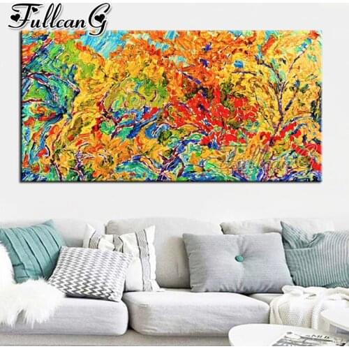 FULLCANG Abstract colorful landscape large diamond painting 5d diy full square round drill mosaic embroidery sale decor FC3113