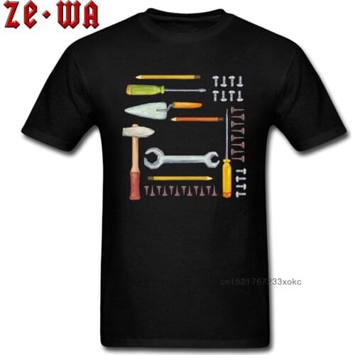 Gadgets T-shirt Men Tools Print T Shirts Unique Mechanic Programmer Tshirt Custom Male Cotton Clothes Black Tops Draw Art