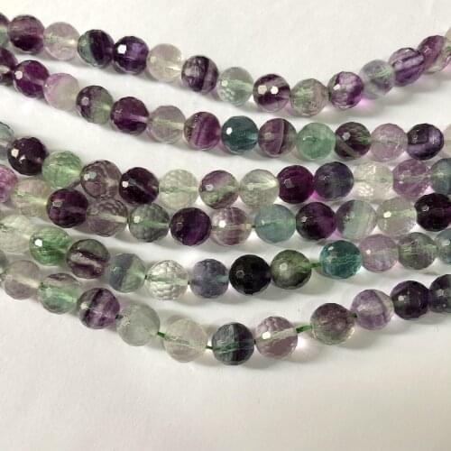 Wholesale Natural A Quality Rainbow Fluorite Faceted Round Beads 8mm 10mm Micro Faceted Loose Stone Beads 1of 15.5" Full strand