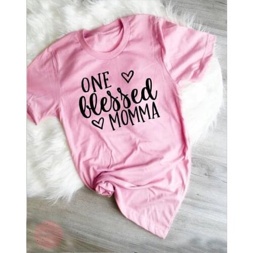 One Blessed Momma Hipster Funny Cotton T-Shirt Moma Easter Tee Mom Jesus Blessed Slogan Girl Gift Tops Summer Stylish t shirts