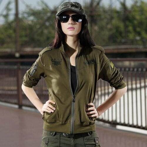 Cotton Full Zip Slim-fit collar jacket Hiking Hunting T-shirt Girl Cardigan Clothing Women Loose Coat Spring Autumn Tactical top