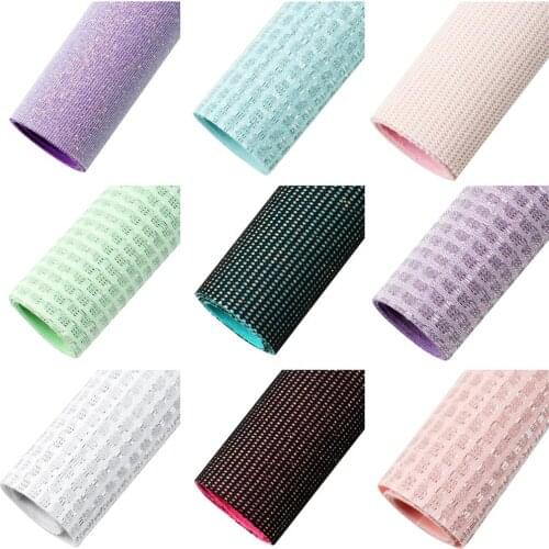 Glitter Faux Leather Sheets Woven Bump Texture Synthetic Leather Fabric for DIY Earrings Hair Bows Handbags Crafts,10Yc20197