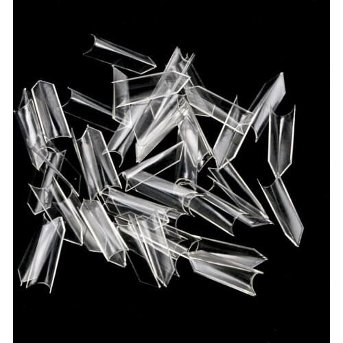 Wholesale New French Fake Nail Tip Artificial Triangle Pattern Acrylic Plastic False Nail White Clear 100packs/lot free shipping