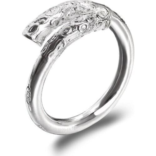 Bending Ancient Chinese Magical Stick Weapon Opening Silver Plated Golden Black Adjustable Rings for Women Men