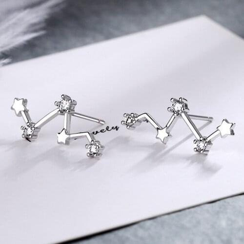 KISSLOVE New 1 Pair Dazzling Cute Star CZ Stud Earrings Stars Geometry Curve Earring For Women Wedding Fashion Jewelry Gift
