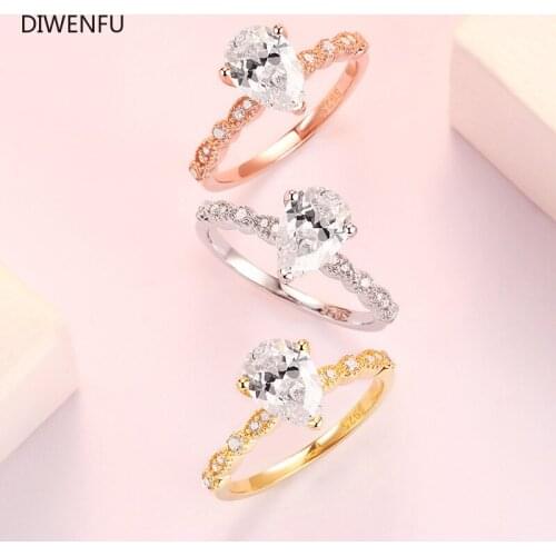 Luxury Water drop AAAAA+Real Diamo wedding rings for women Top quality 925 Sterling silver Colorful Birthstone ring Promise Love
