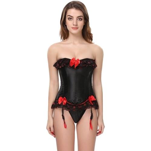 Red Sexy Lace Black Corset Dody Shaper Cincher Women Gothic Clothes Victorian Bustier Top Back Lacing Plus Size S-6XL