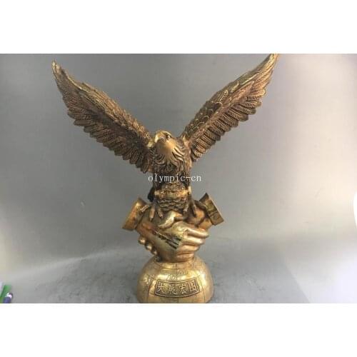 20''brass folk office fengshui decor handshake spread the wings Hawk
