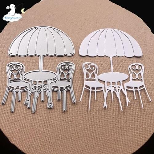 Bunnymoon Beach tables and chairs Metal Cutting Dies 3D DIY Scrapbooking Carbon Sharp Craft Die Photo Invitation Cards Decoratio