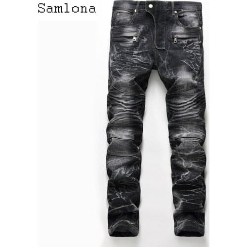 Men Sexy Jeans Denim Pants Casual Pantalon Big Size Mens Clothing Fashion 2021 European and American style Pleated Demin Trouser