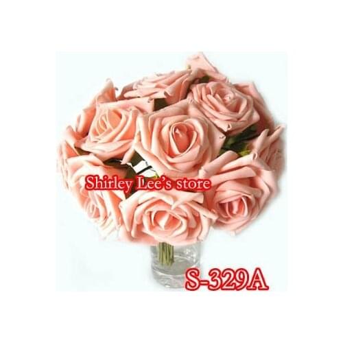 Wholesale--72 BUNCHES=432 Fabulous (6CM) BIG FOAM ROSE BUNCH IN LIGHT PINK *(FREE SHIPPING BY EMS)