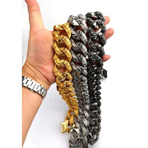 Bully Dog Collar 32mm Stainless Steel Gold Chain Large Pitbull Bulldog French Necklace Customized Quality Strong Pet