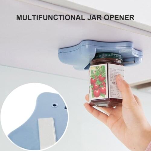 Jar Opener Under Cabinet Anti-Skidding Jar Multifunction Opener Unscrew 0.8"-3.1" Jars Bottle Lids Bottle Opening Kitchen Tools