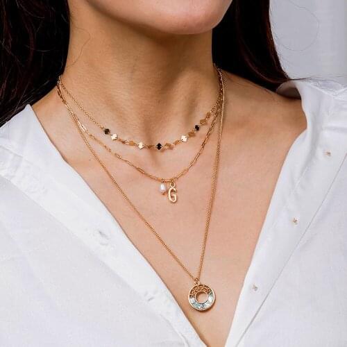 Popular new product accessories mix and match natural color abalone shell necklace female multi-layer pendant necklace