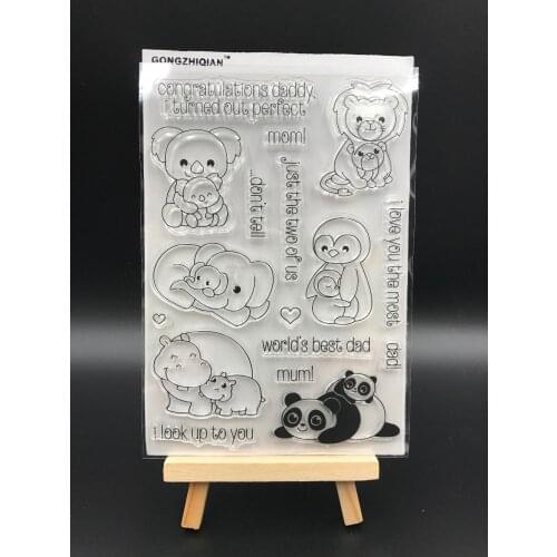 Parents Cartoon Animal Transparent Clear Silicone Stamp/Seal for DIY scrapbooking/photo album Decorative clear stamp sheets A548