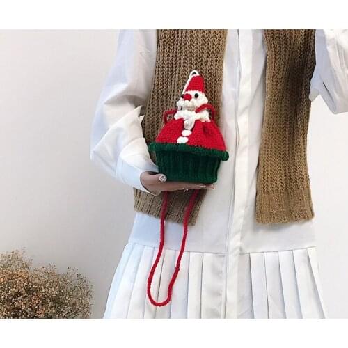 Christmas hand-knitted bag diy material package homemade Christmas tree elk Santa Claus knitted woolen bag