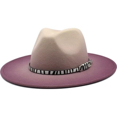 New Quality Wide Brim Fedora Hat Women Men Imitation Wool Felt Hats with Metal Chain Decor Panama Fedoras Chapeau Sombrero